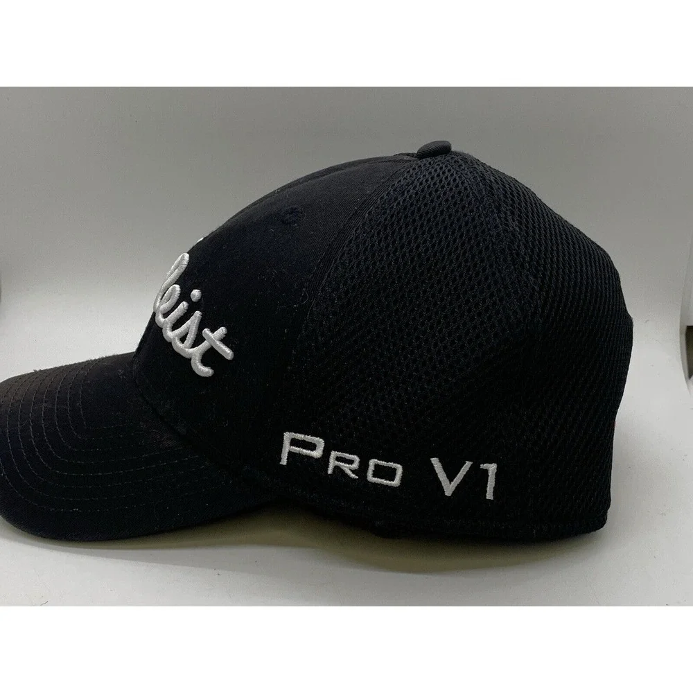 Titleist Golf Pro V1 FJ Footjoy New Era Mesh Flex Hat Cap Black White Large-XL‎